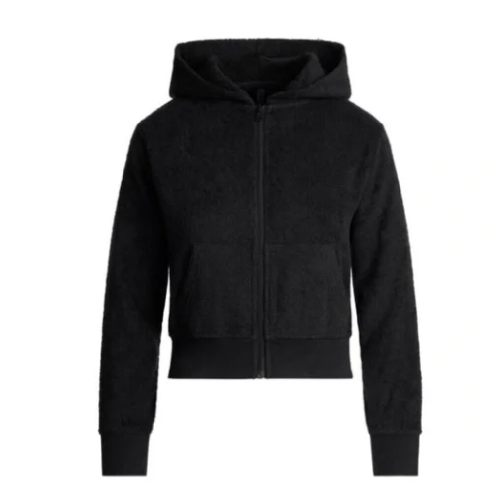 SKIMS Terry Cover-Ups Zip Up Hoodie Womens XS Onyx Black Swim Full Zip Cover Top